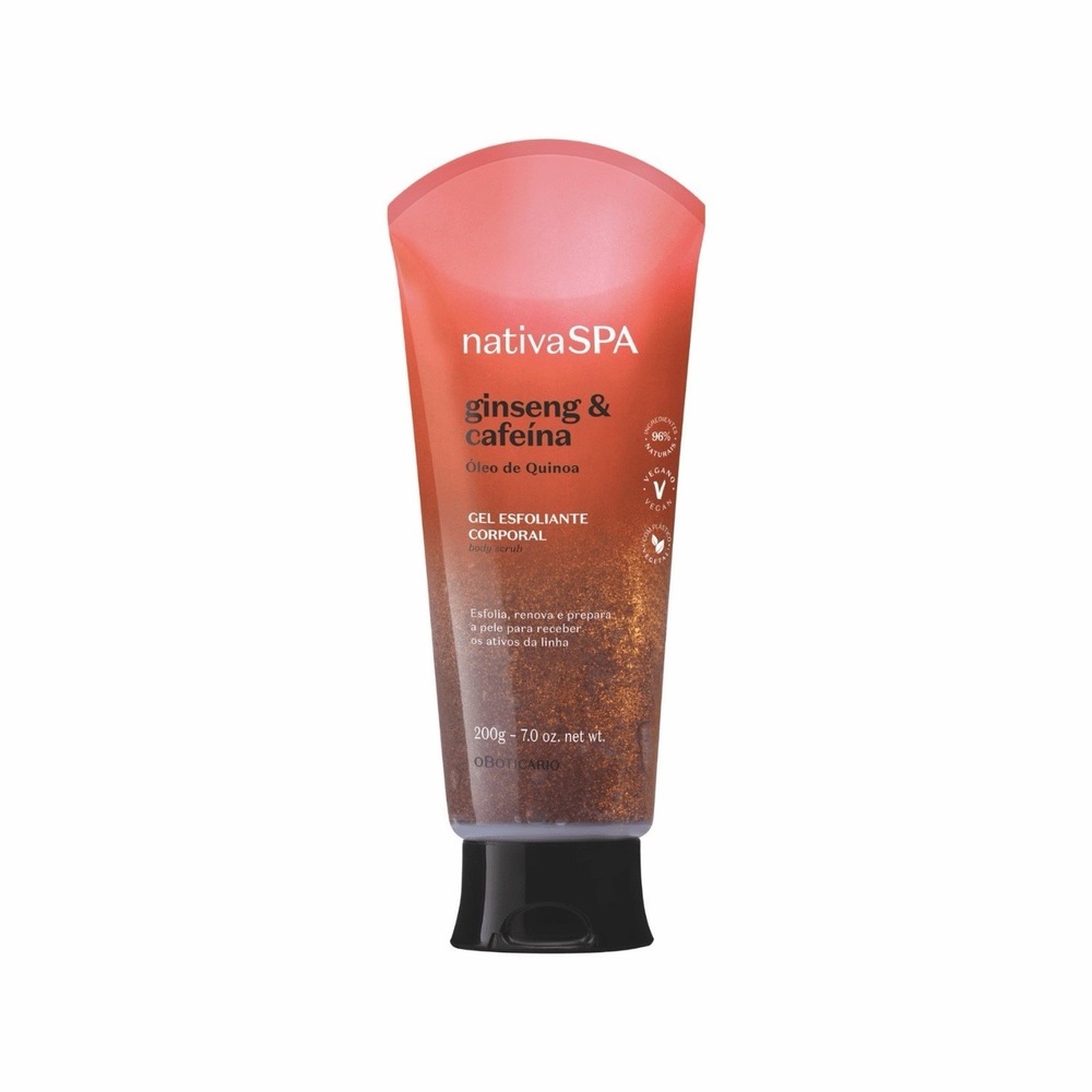 O Boticario Nativa SPA Ginseng Caffeine Toning Body Scrub Exfoliator 200g NEW